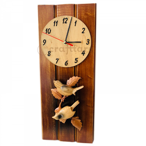 Wall clock (3 Strip) Bird couple (7'' x 16'')