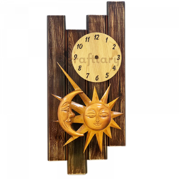 Wall Clock (4Strip) Sun & Moon (9'' x 19'')